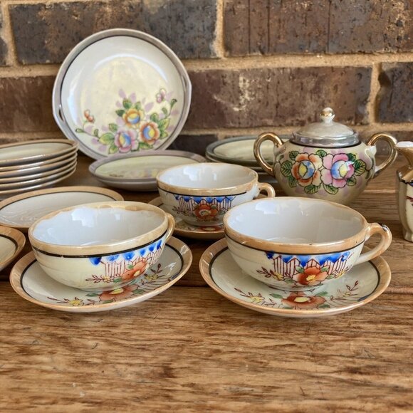 VTG Japan Childs LUSTERWARE TEA SET Random Pieces Lot Discoloration - Picture 1 of 16